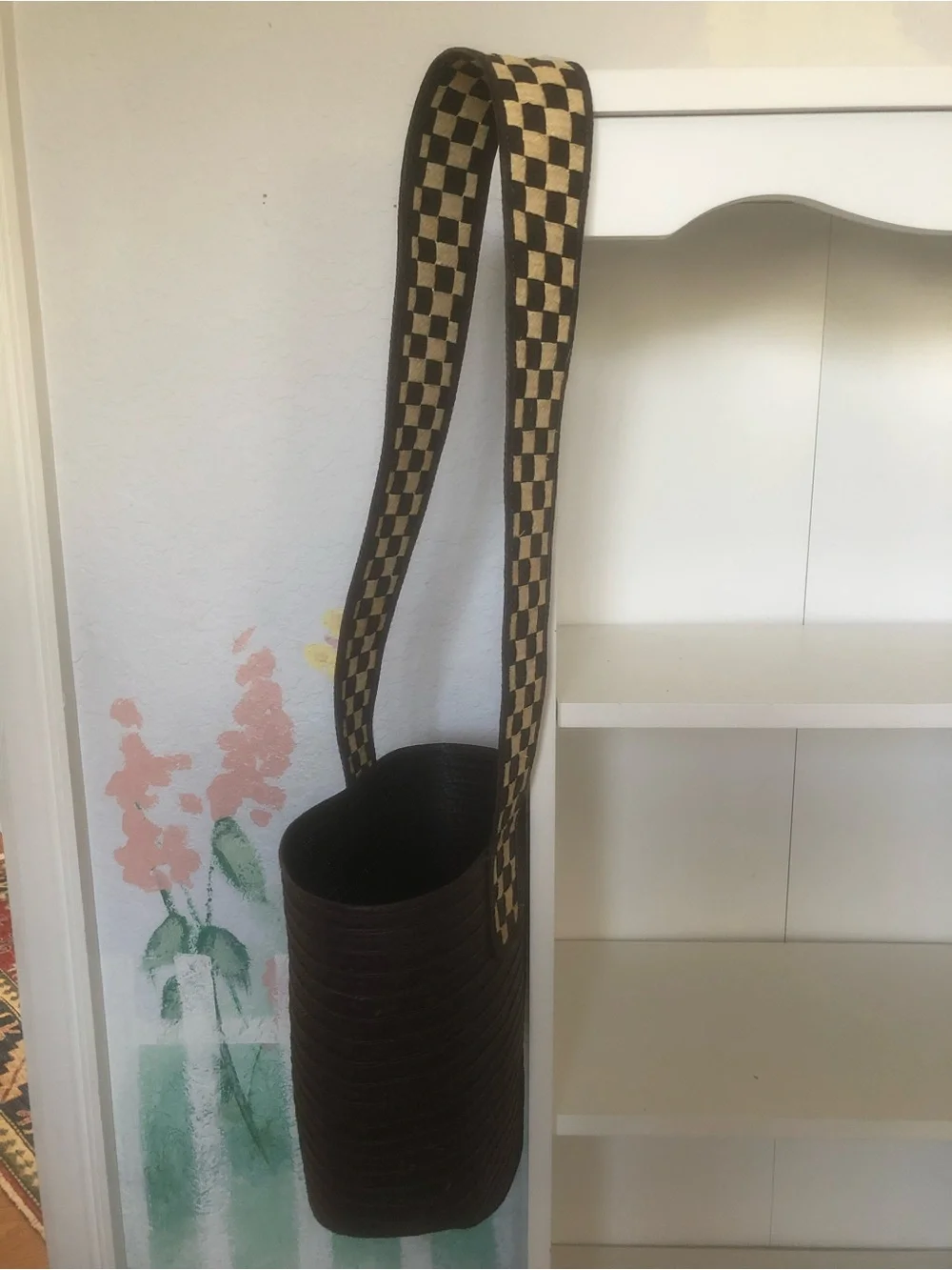 New Hand Made Woven Black & Beige Bucket Bag from Colombia